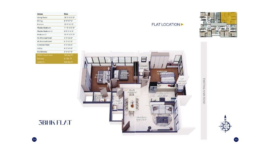 DTG-Aspire-FLoor-Plan-3 BHK-806 Sqft